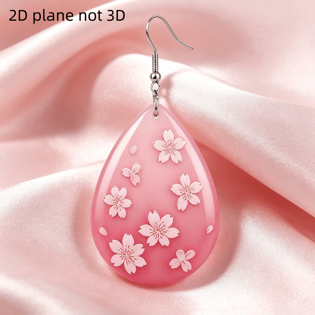 Women's Gradient Pink Sakura Cherry Blossom Teardrop Earrings